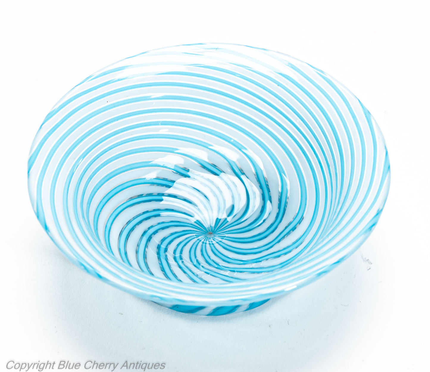 Antique French Clichy Swirl Glass Small Bowl in Aqua Blue - 2nd Empire c1870 (Code 2031)