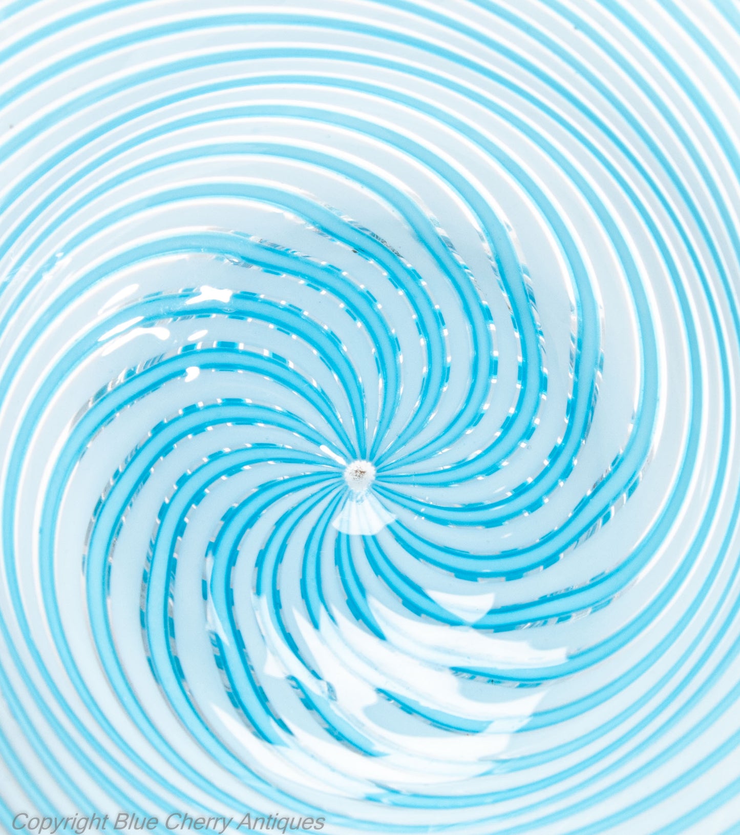 Antique French Clichy Swirl Glass Small Bowl in Aqua Blue - 2nd Empire c1870 (Code 2031)