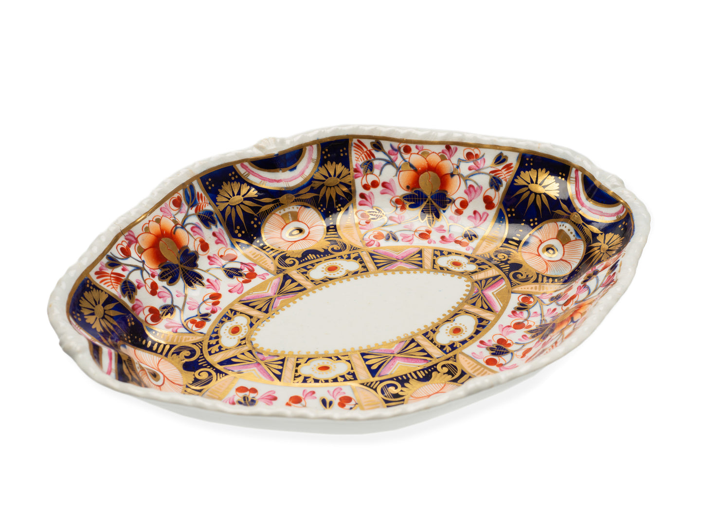 Antique Derby Imari Porcelain Shaped Dish with Scarce Pink Decoration c1790 (Code 2036)