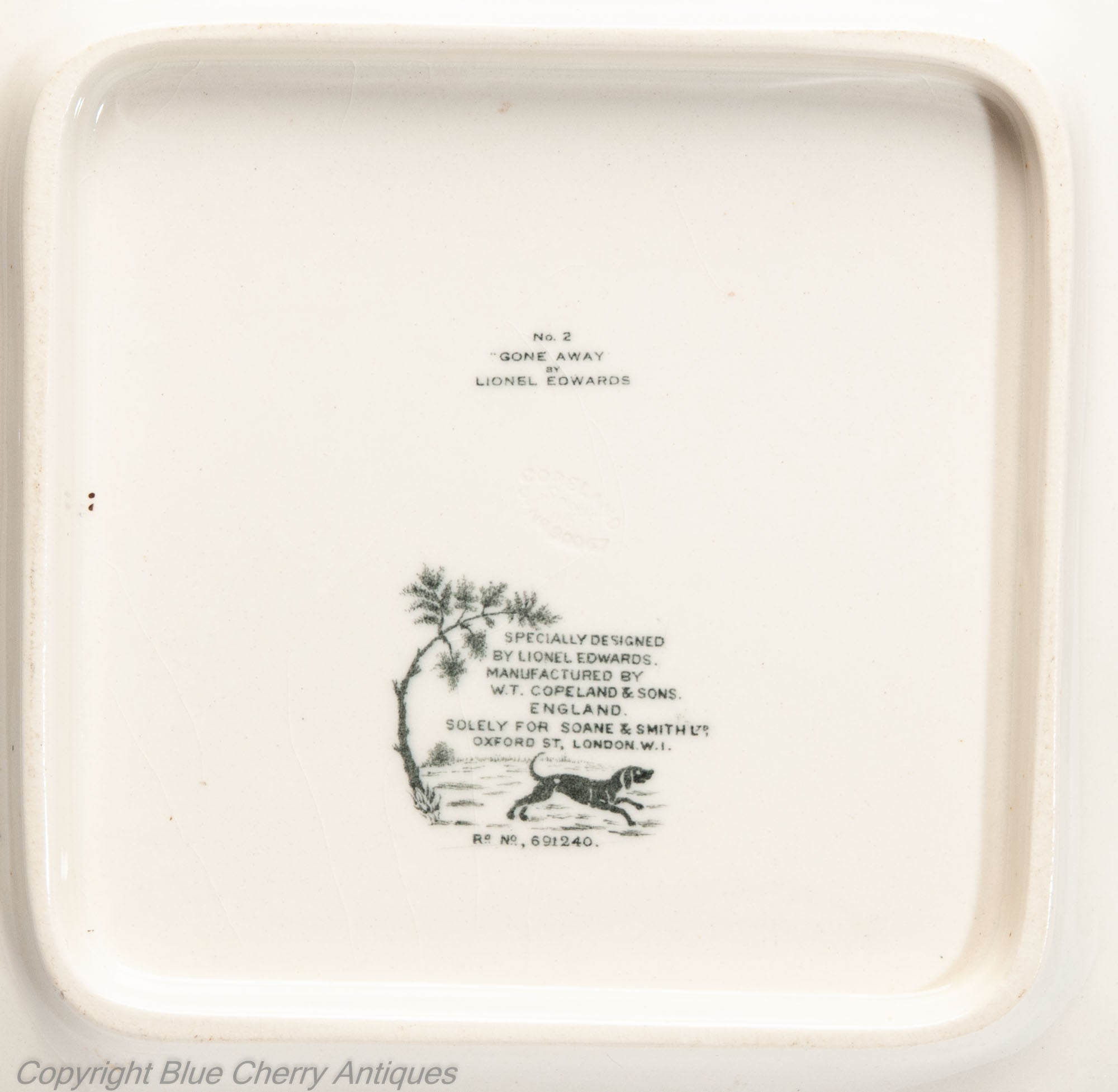 Rare Lionel Edwards / WT Copeland Spode for Soane & Smith Fox Hunting Dish c1925 (Code 2039)