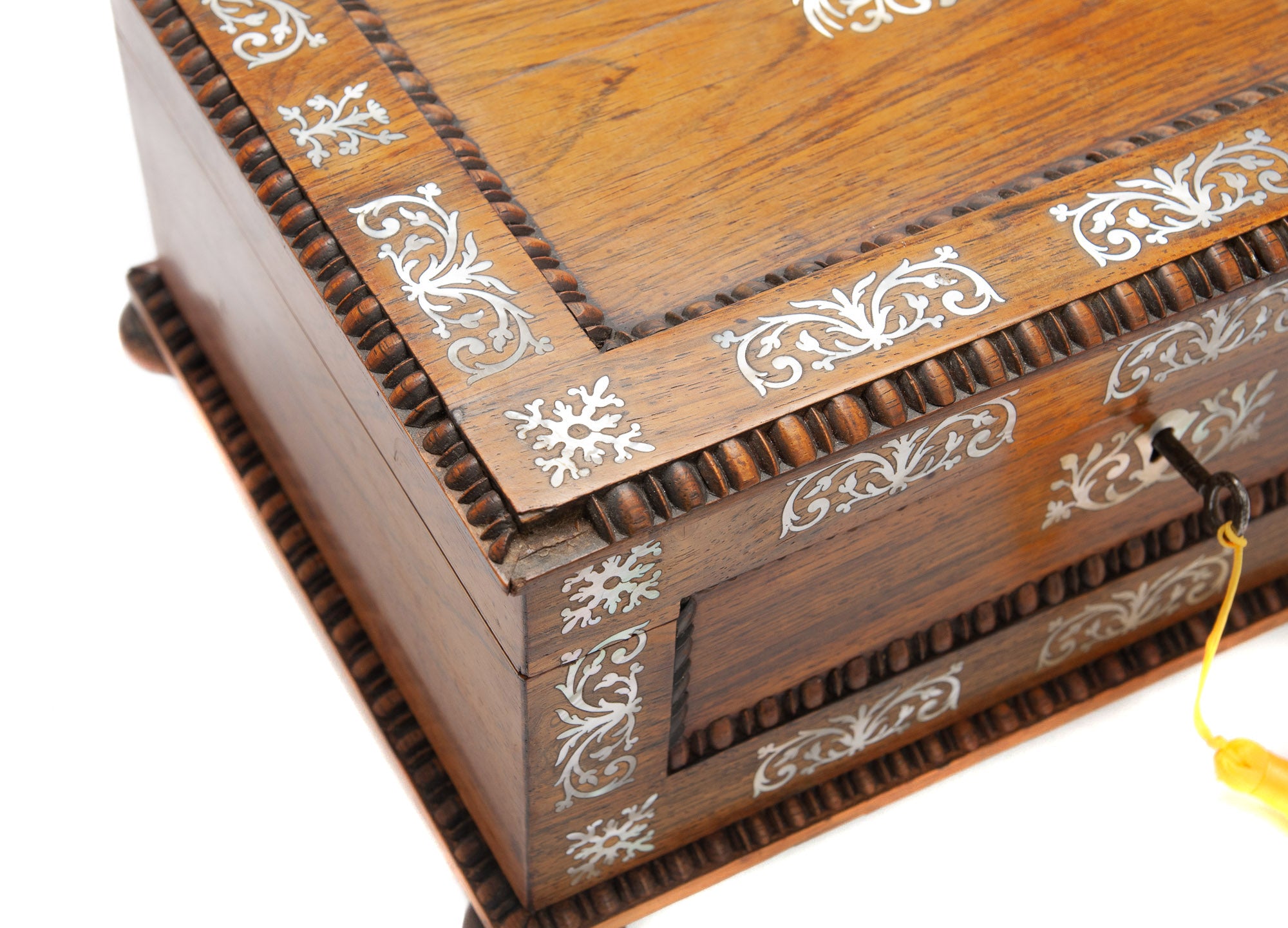 Antique Victorian Rosewood & Mother of Pearl Inlaid Fitted Sewing Box c1860 (Code 2077)