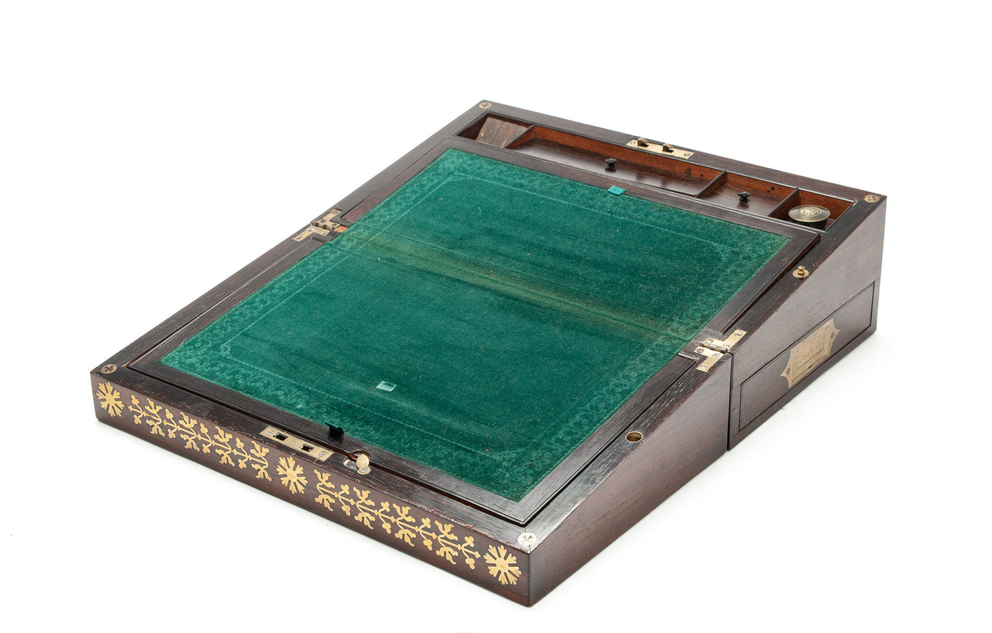 Antique William Colsey Mansion House London Rosewood & Brass Writing Slope Box (Code 2080)