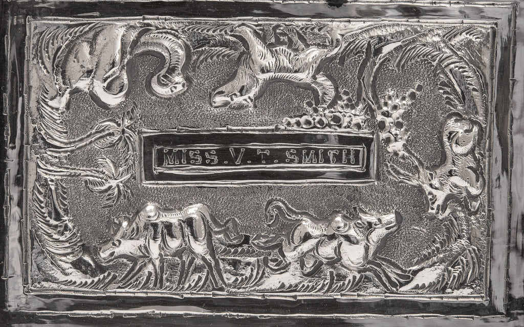 Antique Indian Silver Repousse Rectangular Trinket Dish - Lucknow c1900 (Code 2084)