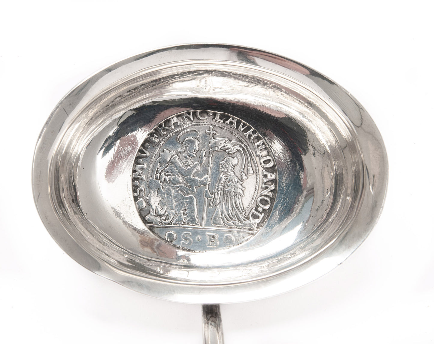 Antique Georgian Silver Toddy Ladle with Rare Venetian Doge Ducato Coin Inset (Code 2085)