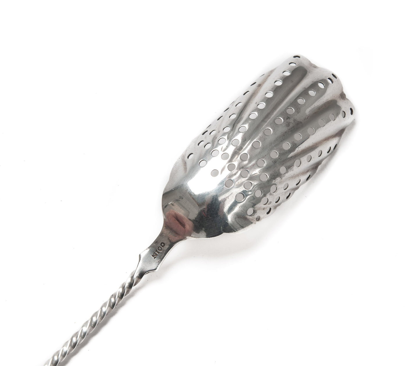 Antique Mid 19th Century American Coin Silver Pickle Fork with Rope Twist Handle (Code 2087)