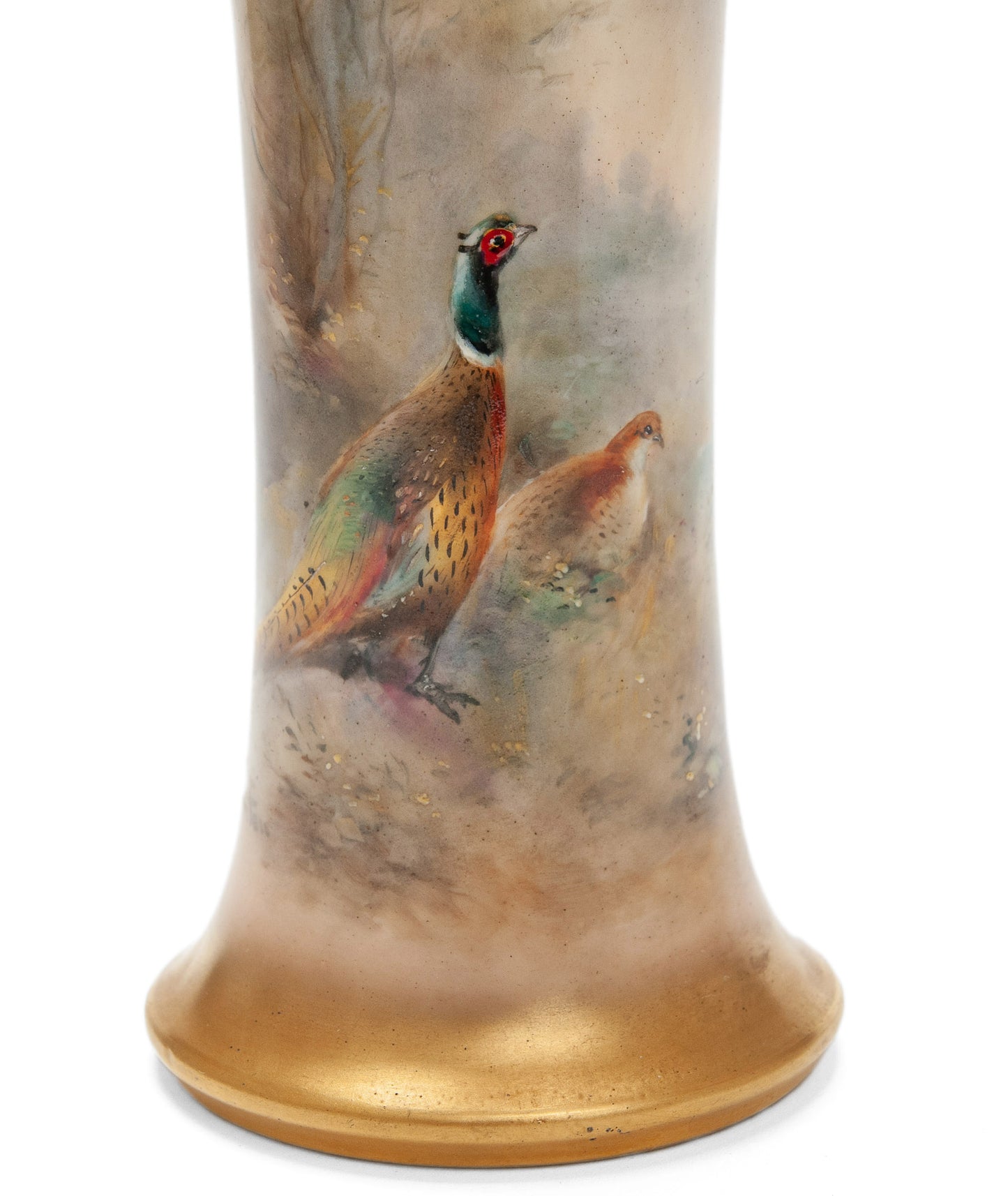 Royal Worcester China James Stinton Woodland Pheasants Hand Painted Vase 1934 (Code 2100)