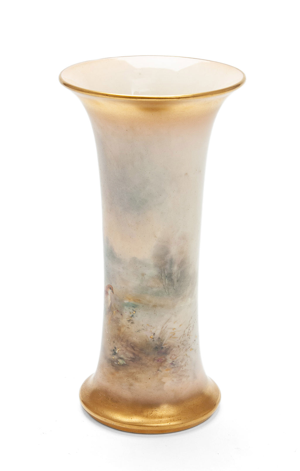 Royal Worcester China James Stinton Woodland Pheasants Hand Painted Vase 1934 (Code 2100)