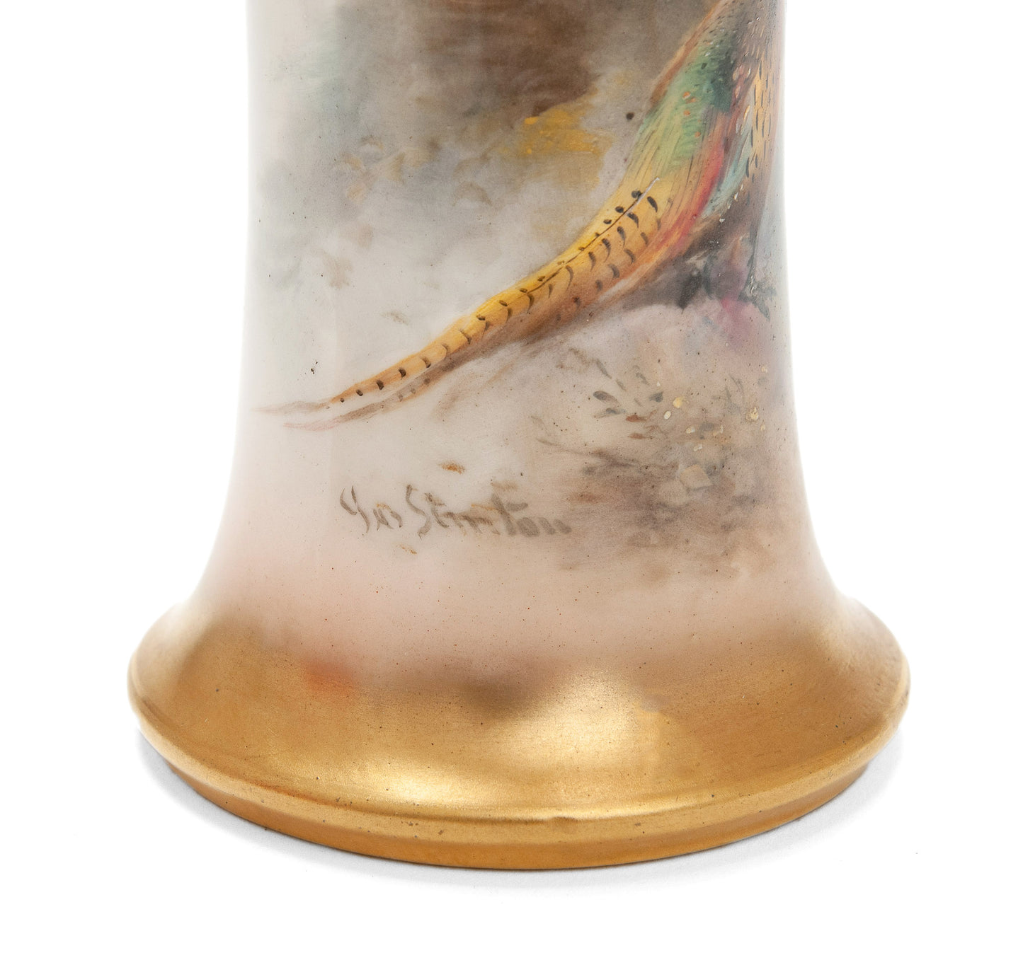 Royal Worcester China James Stinton Woodland Pheasants Hand Painted Vase 1934 (Code 2100)