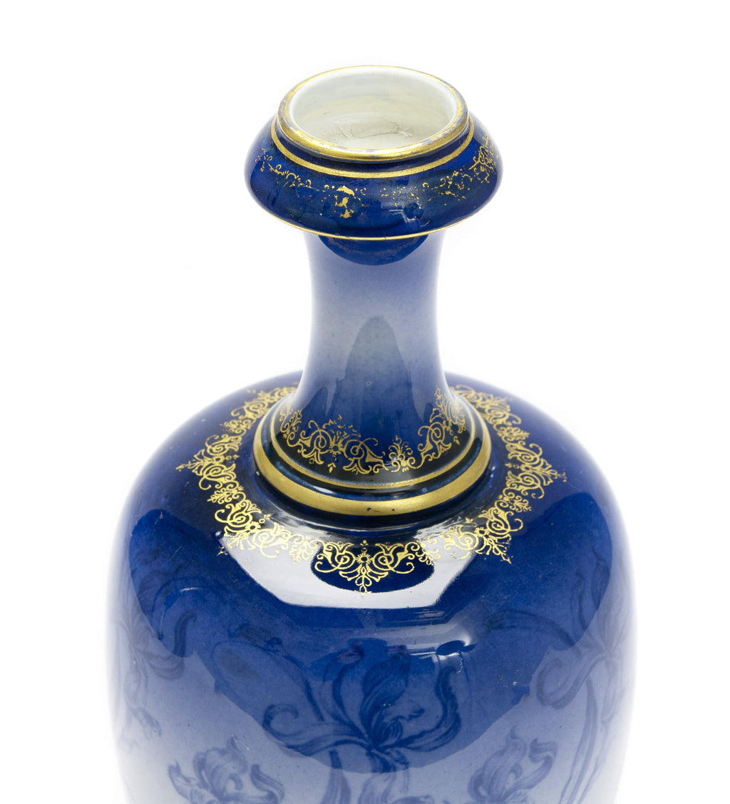 Antique Royal Worcester China Sabrina Ware Art Nouveau Blue Iris Vase c1896 (Code 2103)