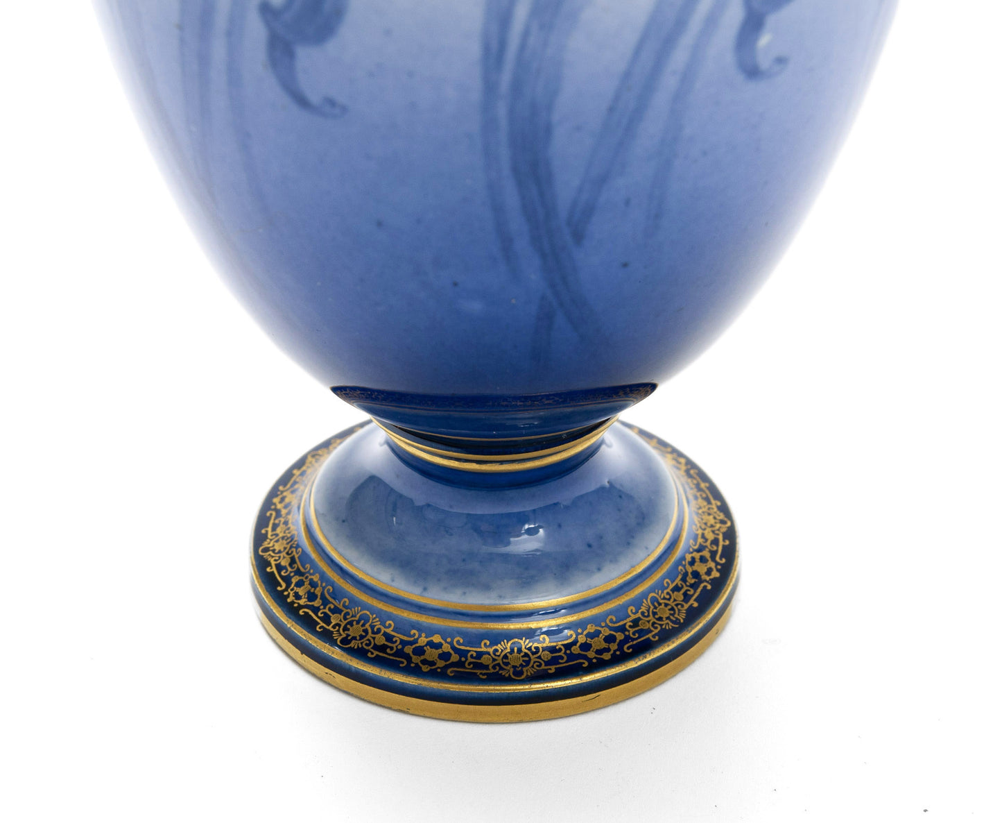 Antique Royal Worcester China Sabrina Ware Art Nouveau Blue Iris Vase c1896 (Code 2103)