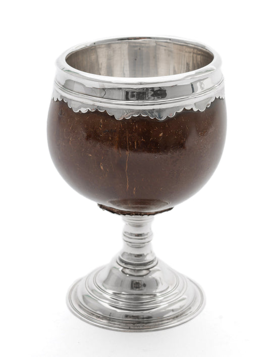 Antique Georgian George III Polished Coconut Goblet With Silver Mounts c1790 (Code 2121)