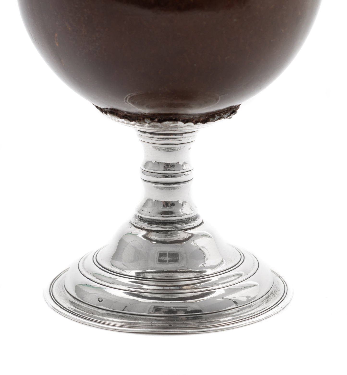 Antique Georgian George III Polished Coconut Goblet With Silver Mounts c1790 (Code 2121)