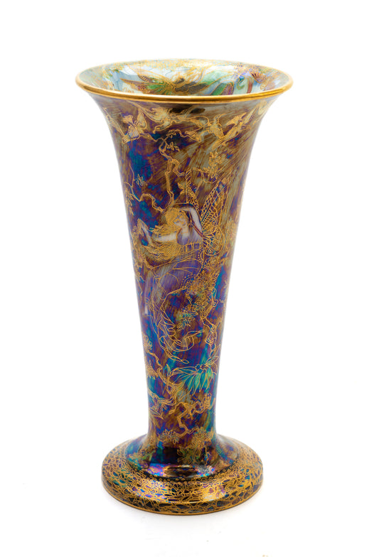 Fine Wedgwood Fairyland Lustre Butterfly Women Vase by Daisy Makeig Jones c1920 (Code 2125)