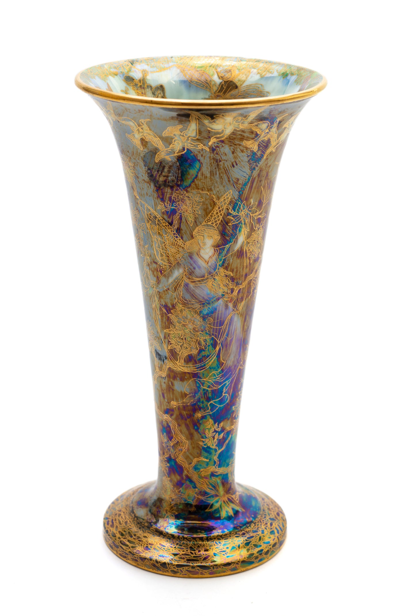 Fine Wedgwood Fairyland Lustre Butterfly Women Vase by Daisy Makeig Jones c1920 (Code 2125)