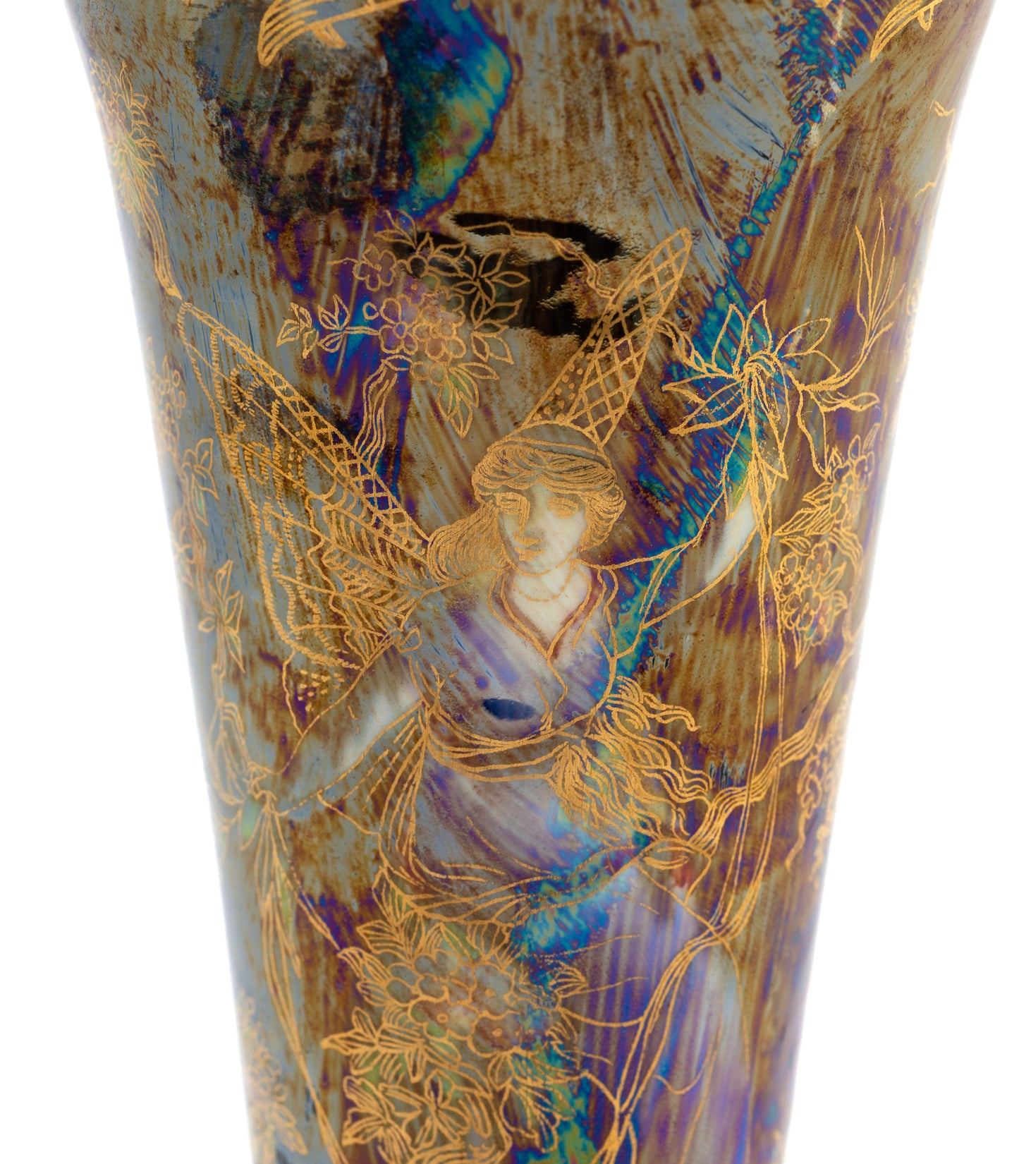 Fine Wedgwood Fairyland Lustre Butterfly Women Vase by Daisy Makeig Jones c1920 (Code 2125)