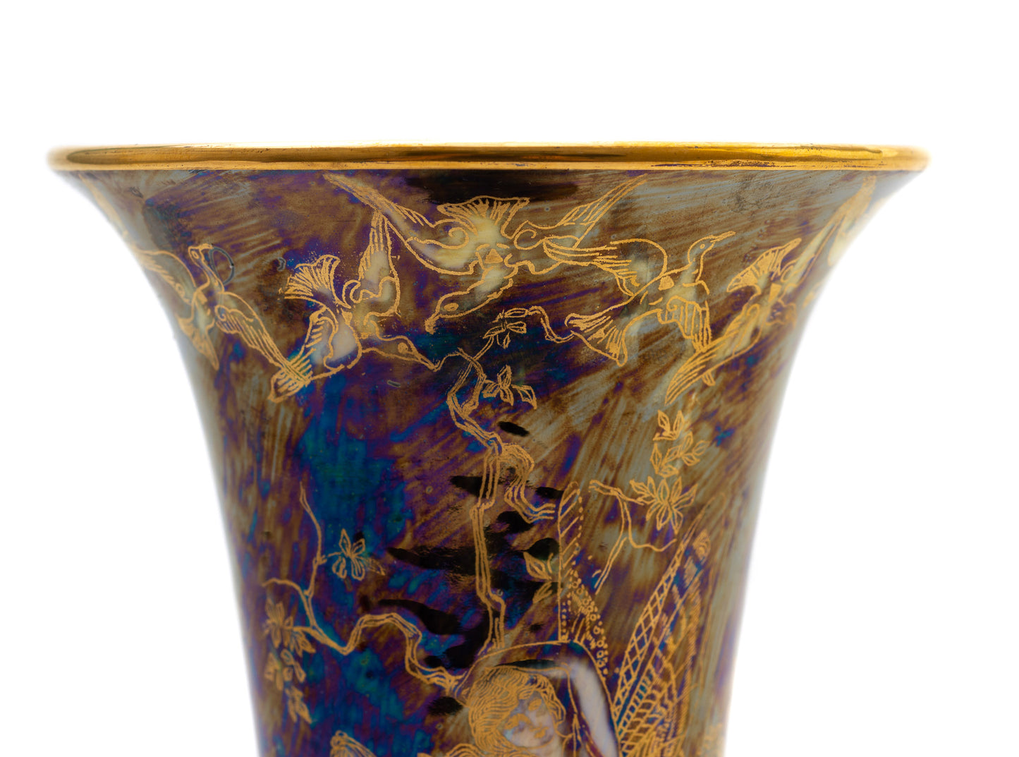 Fine Wedgwood Fairyland Lustre Butterfly Women Vase by Daisy Makeig Jones c1920 (Code 2125)