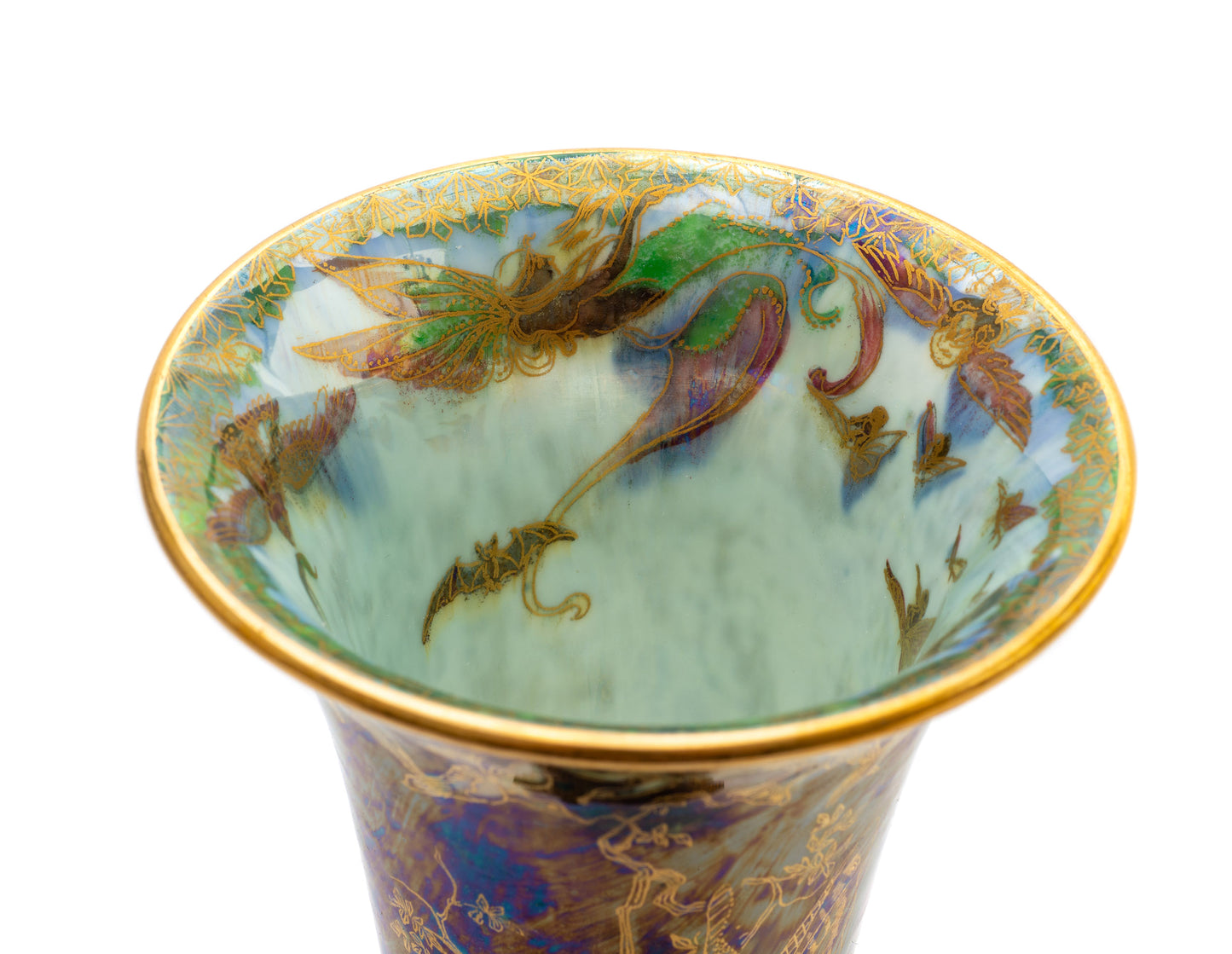 Fine Wedgwood Fairyland Lustre Butterfly Women Vase by Daisy Makeig Jones c1920 (Code 2125)