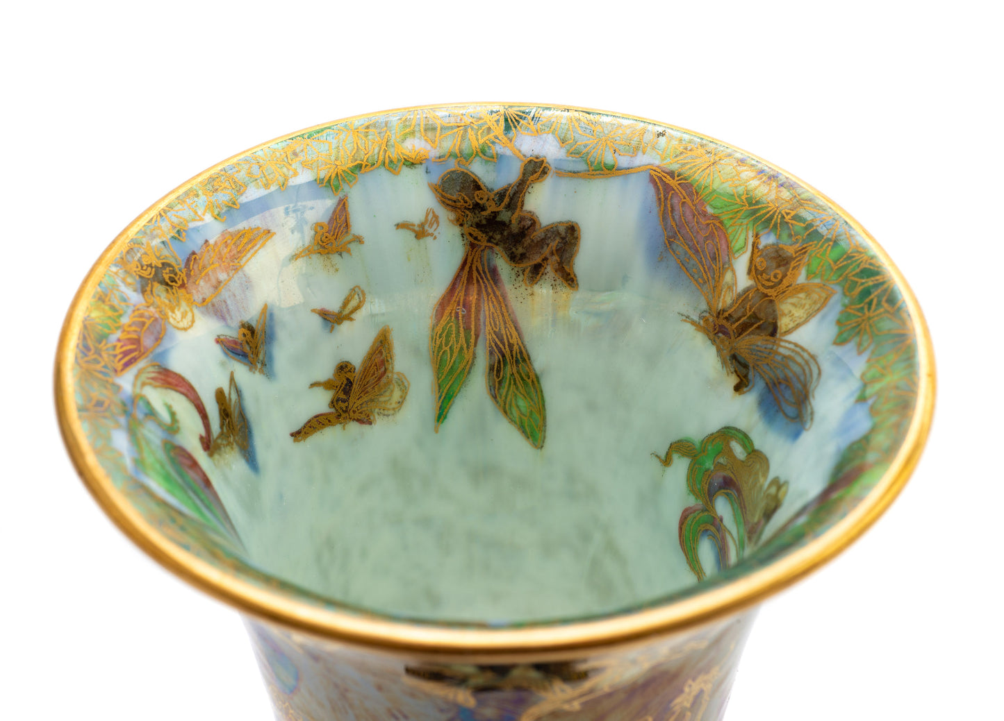 Fine Wedgwood Fairyland Lustre Butterfly Women Vase by Daisy Makeig Jones c1920 (Code 2125)