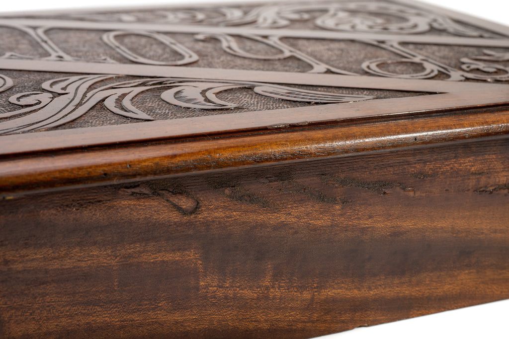 Antique Photo Box In Mahogany Wood With Carved Panel - Victorian/Edwardian c1900 (Code 2148)