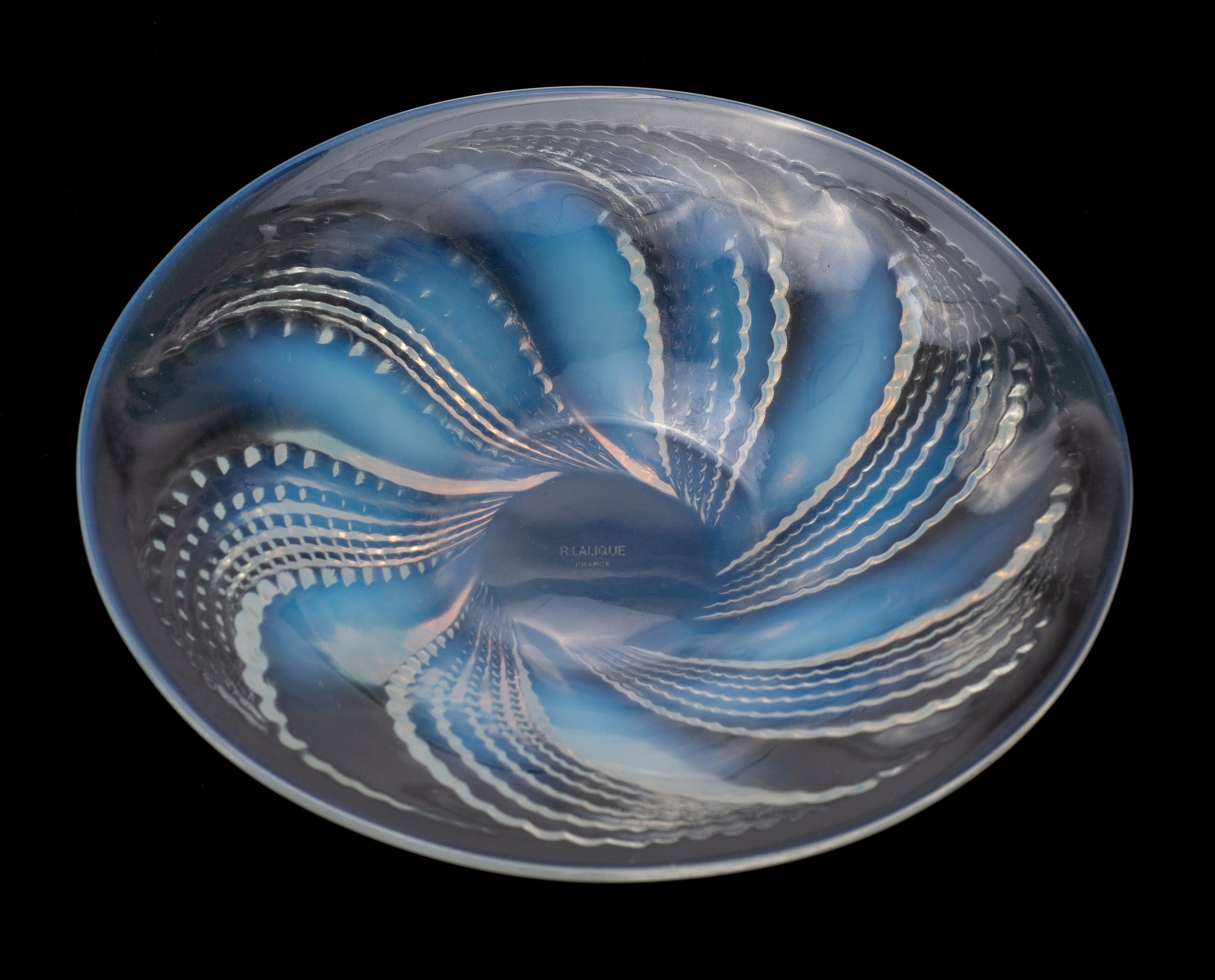 Rene Lalique Fleurons Art Deco French Opalescent Glass Coupe-Ouverte Bowl c1927 (Code 2149)
