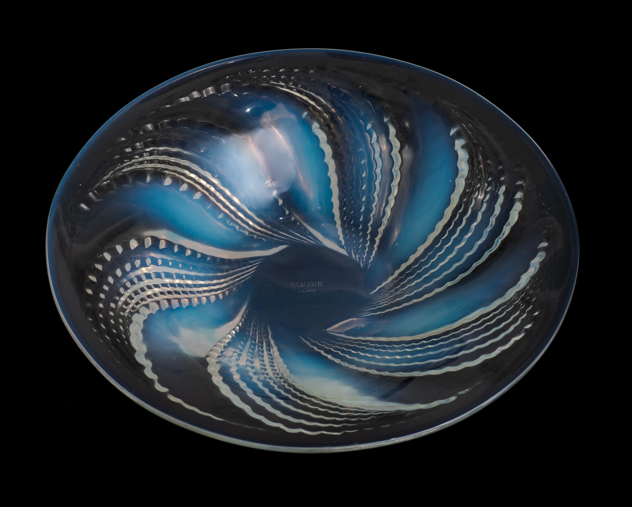 Rene Lalique Fleurons Art Deco French Opalescent Glass Coupe-Ouverte Bowl c1927 (Code 2149)