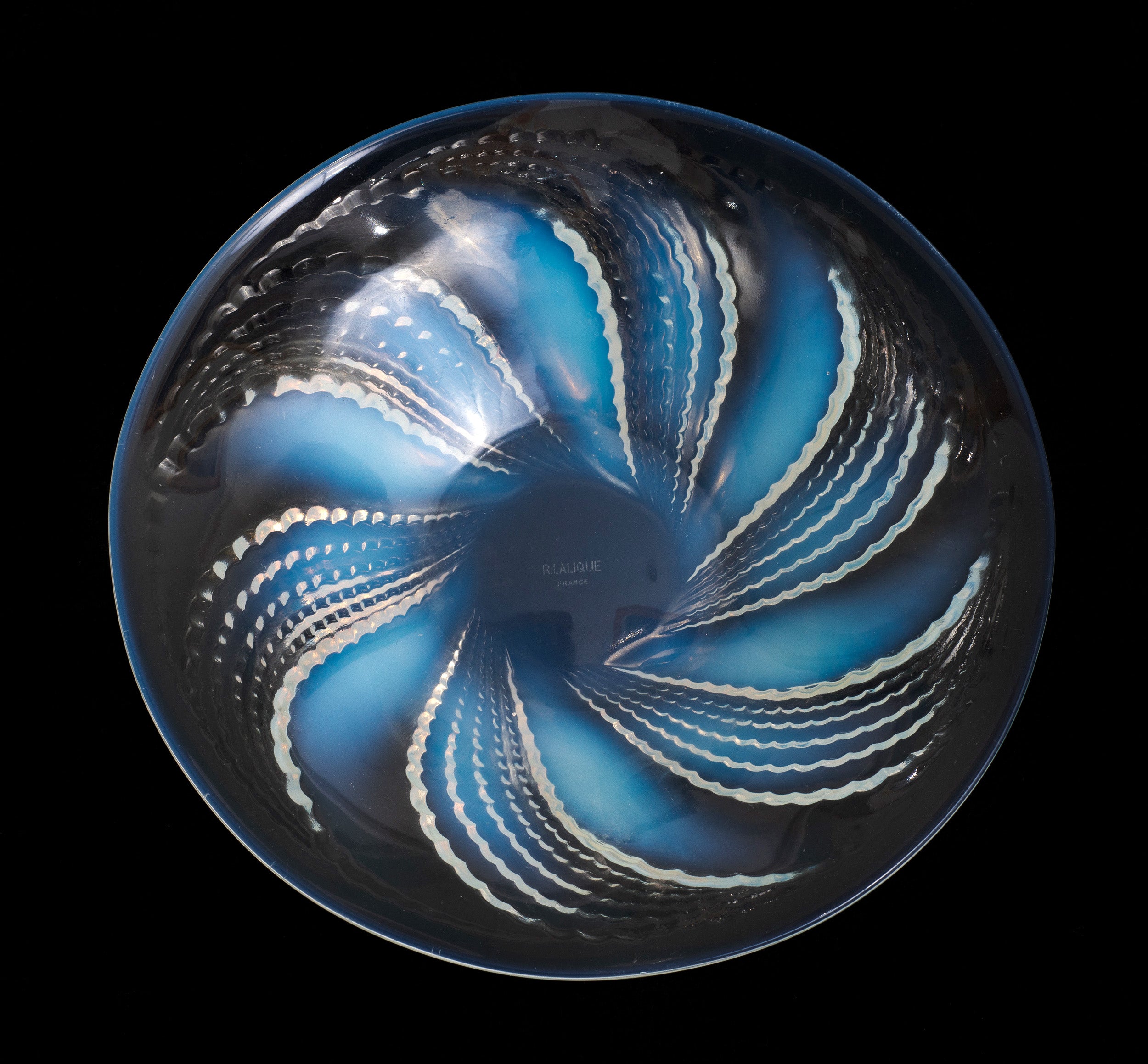 Rene Lalique Fleurons Art Deco French Opalescent Glass Coupe-Ouverte Bowl c1927 (Code 2149)