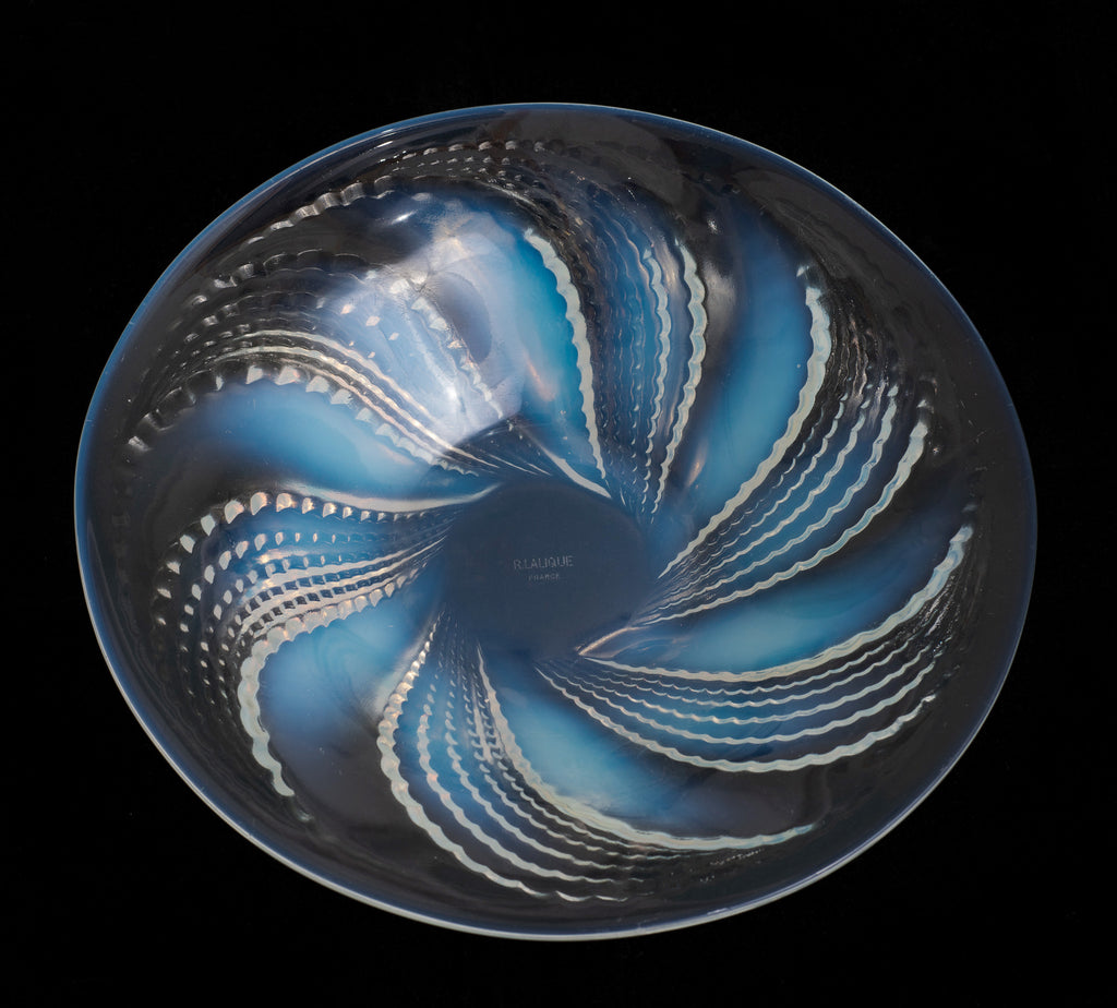Rene Lalique Fleurons Art Deco French Opalescent Glass Coupe-Ouverte Bowl c1927 (Code 2149)