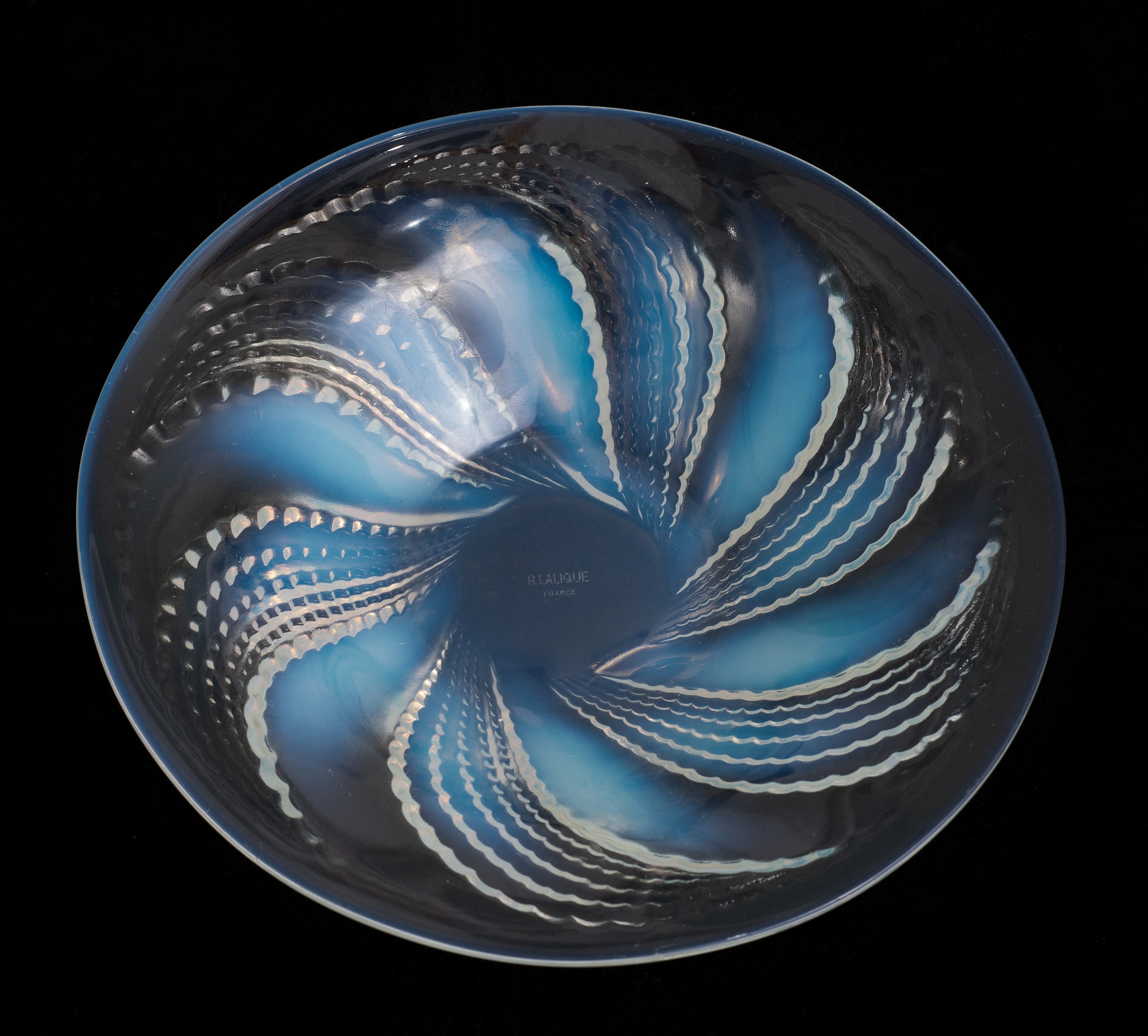 Rene Lalique Fleurons Art Deco French Opalescent Glass Coupe-Ouverte Bowl c1927 (Code 2149)