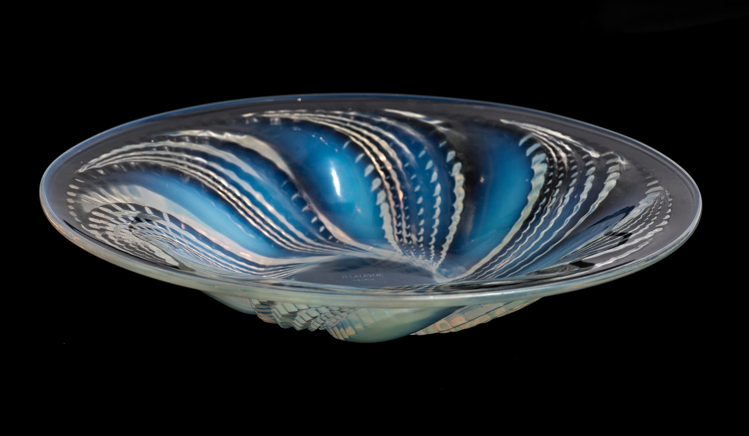 Rene Lalique Fleurons Art Deco French Opalescent Glass Coupe-Ouverte Bowl c1927 (Code 2149)