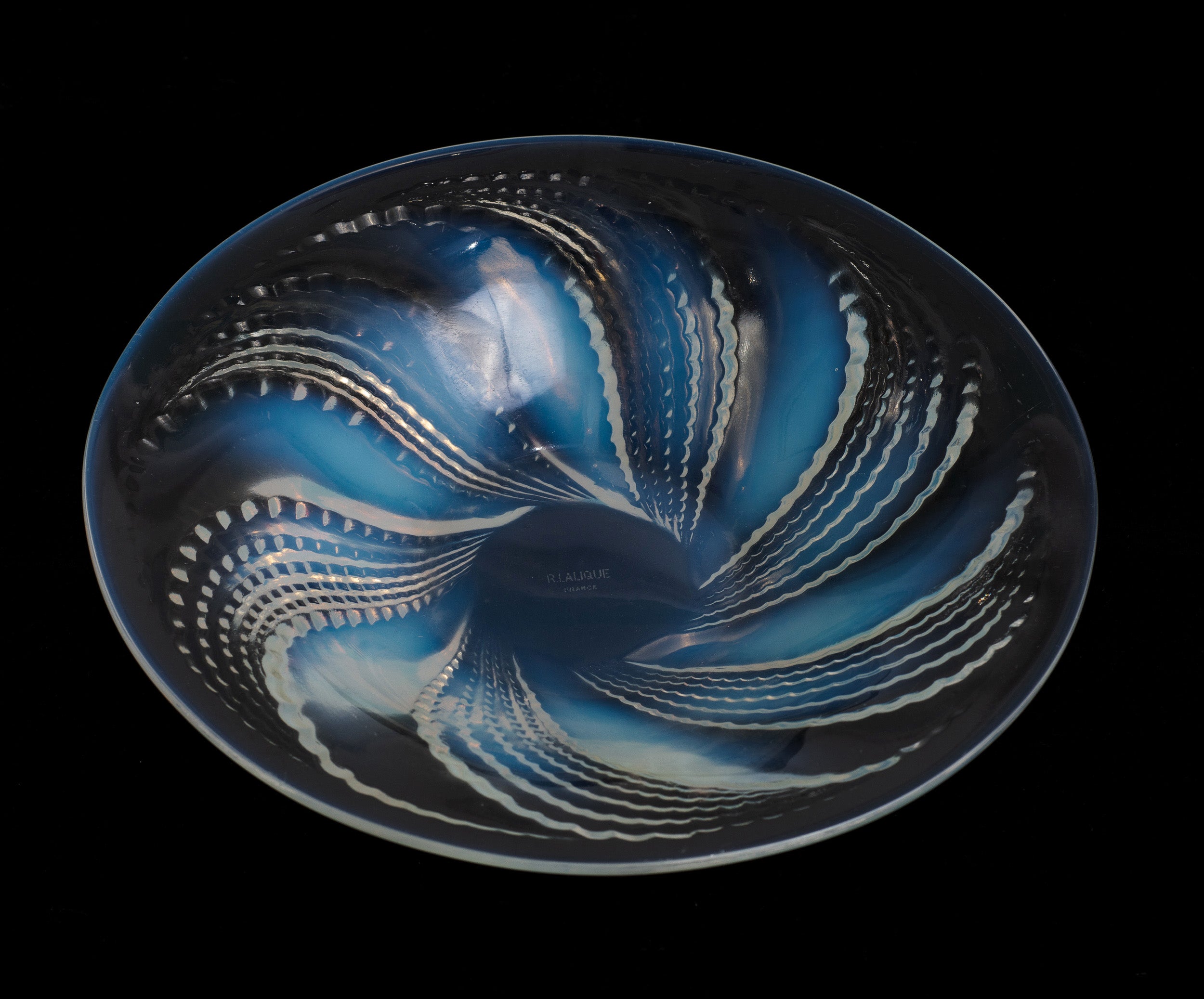 Rene Lalique Fleurons Art Deco French Opalescent Glass Coupe-Ouverte Bowl c1927 (Code 2149)