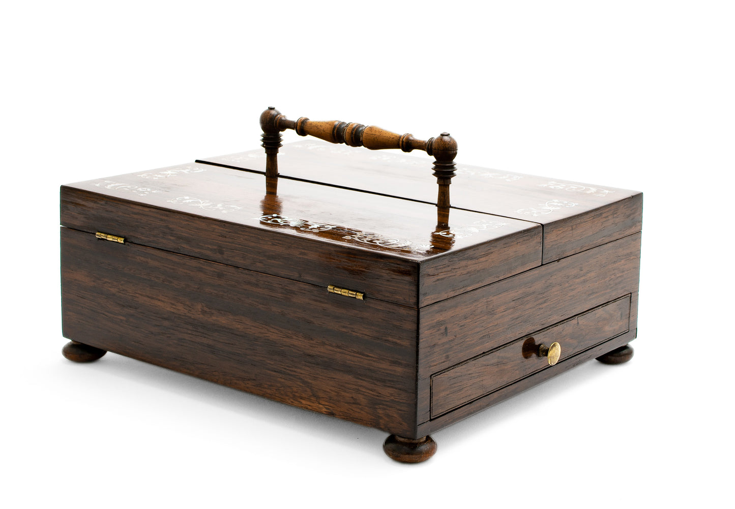 Antique Georgian Regency / William IV Rosewood Portable Writing Box / Inkstand (Code 2150)