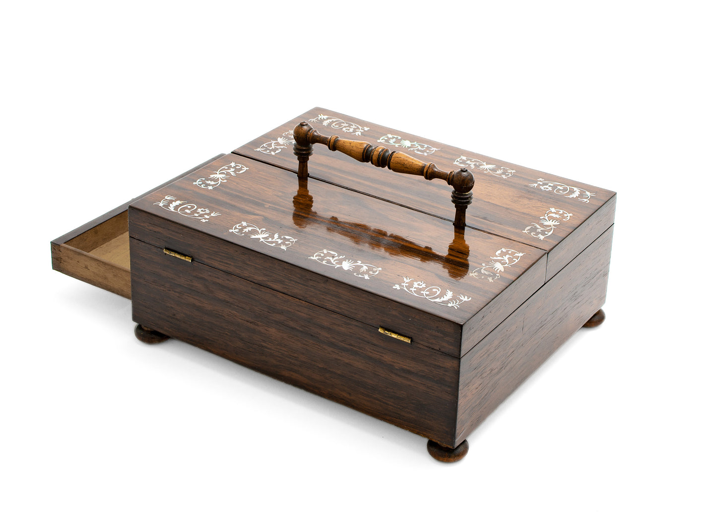Antique Georgian Regency / William IV Rosewood Portable Writing Box / Inkstand (Code 2150)