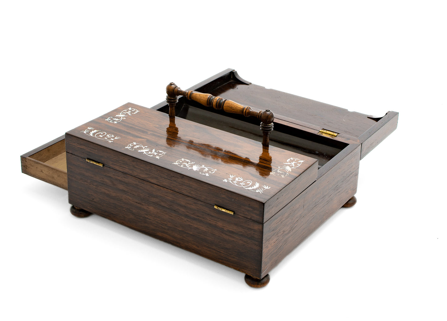 Antique Georgian Regency / William IV Rosewood Portable Writing Box / Inkstand (Code 2150)