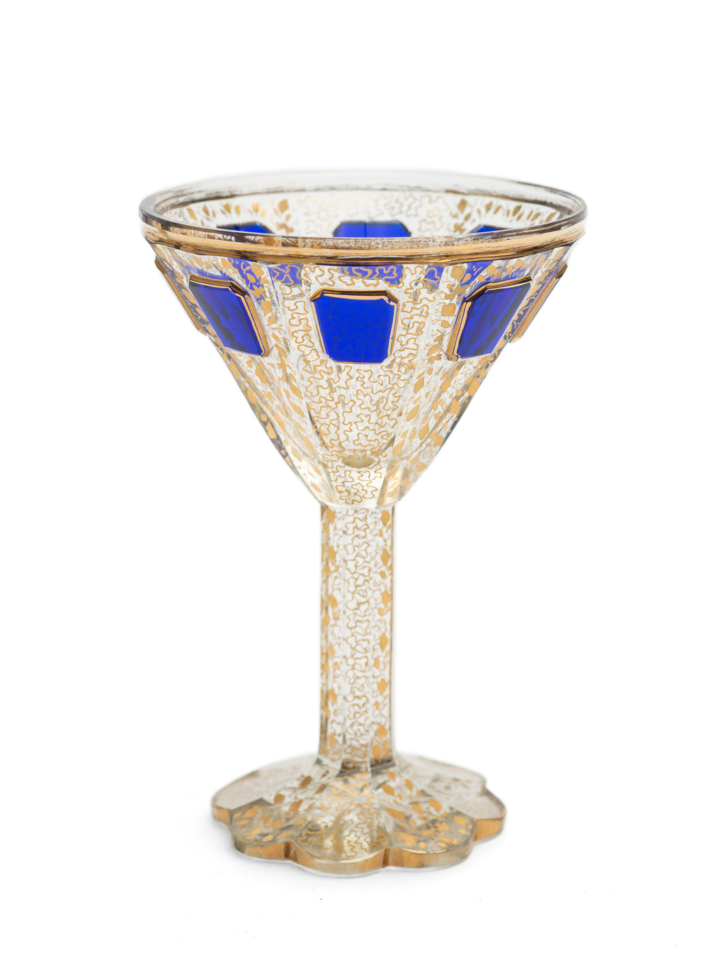 Set of Six Antique Moser Bohemian Overlayed & Gilded Wine / Liqueur Glasses (Code 2159)