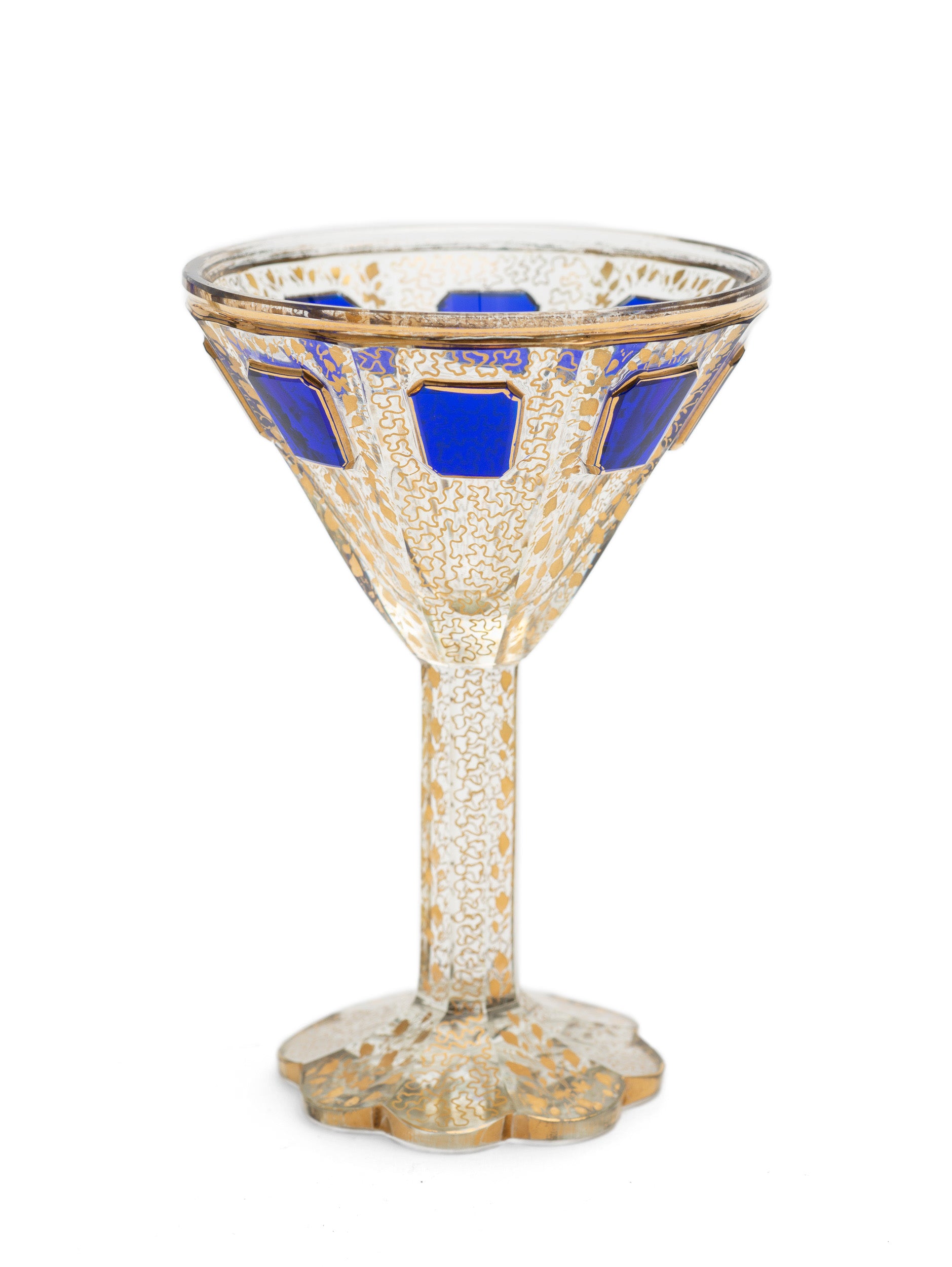 Set of Six Antique Moser Bohemian Overlayed & Gilded Wine / Liqueur Glasses (Code 2159)