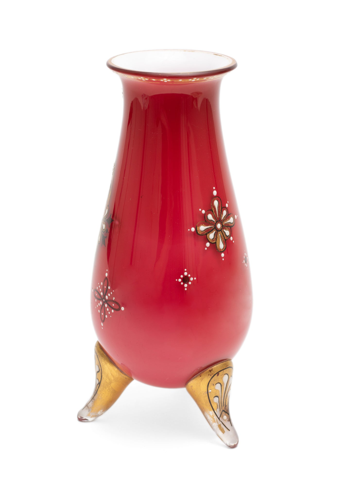 Antique Bohemian Art Glass Vase with Enamel Classical Cameo Portrait c1880 (Code 2160)