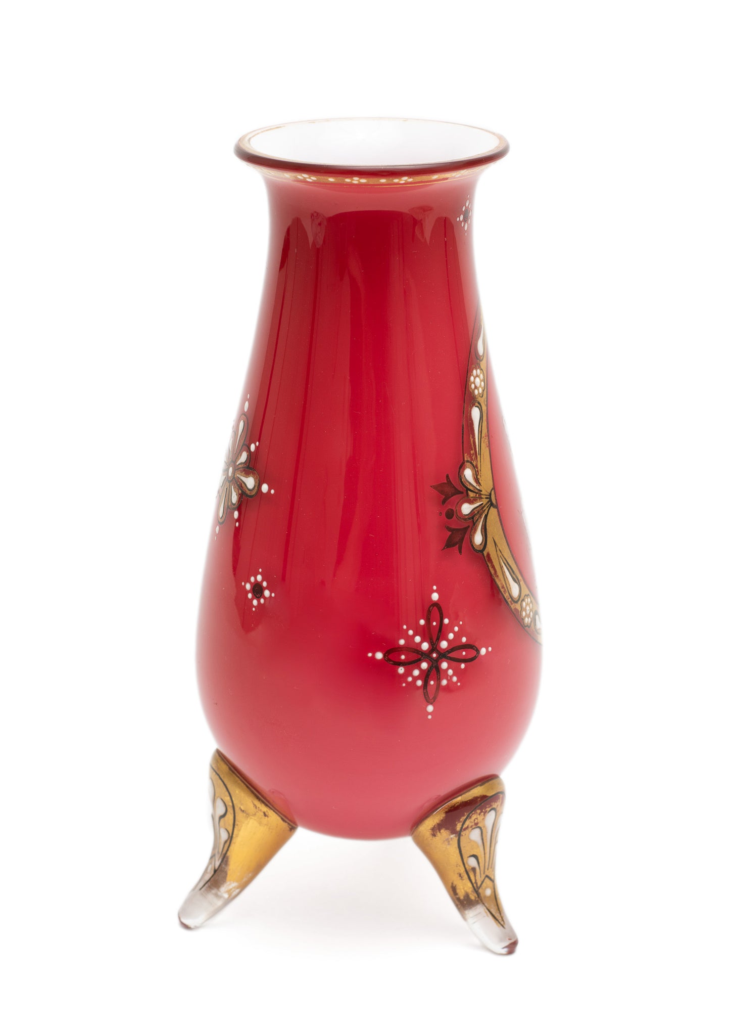 Antique Bohemian Art Glass Vase with Enamel Classical Cameo Portrait c1880 (Code 2160)