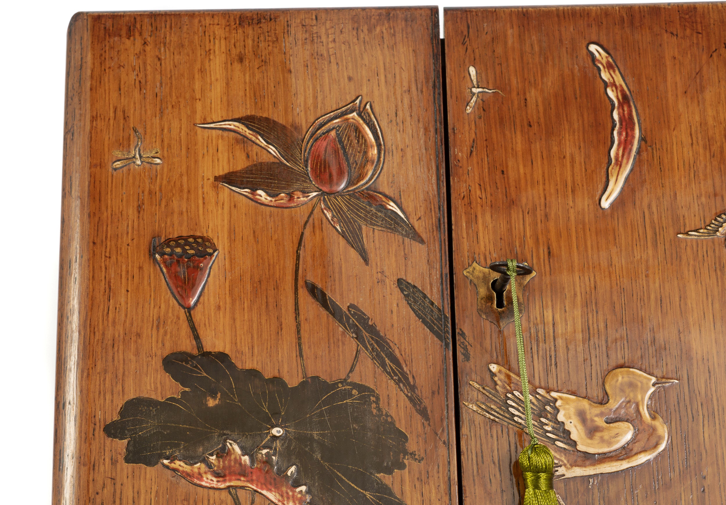 Antique Victorian Wooden Stationery Box with Japanese Shibayama Decoration c1880 (Code 2165)