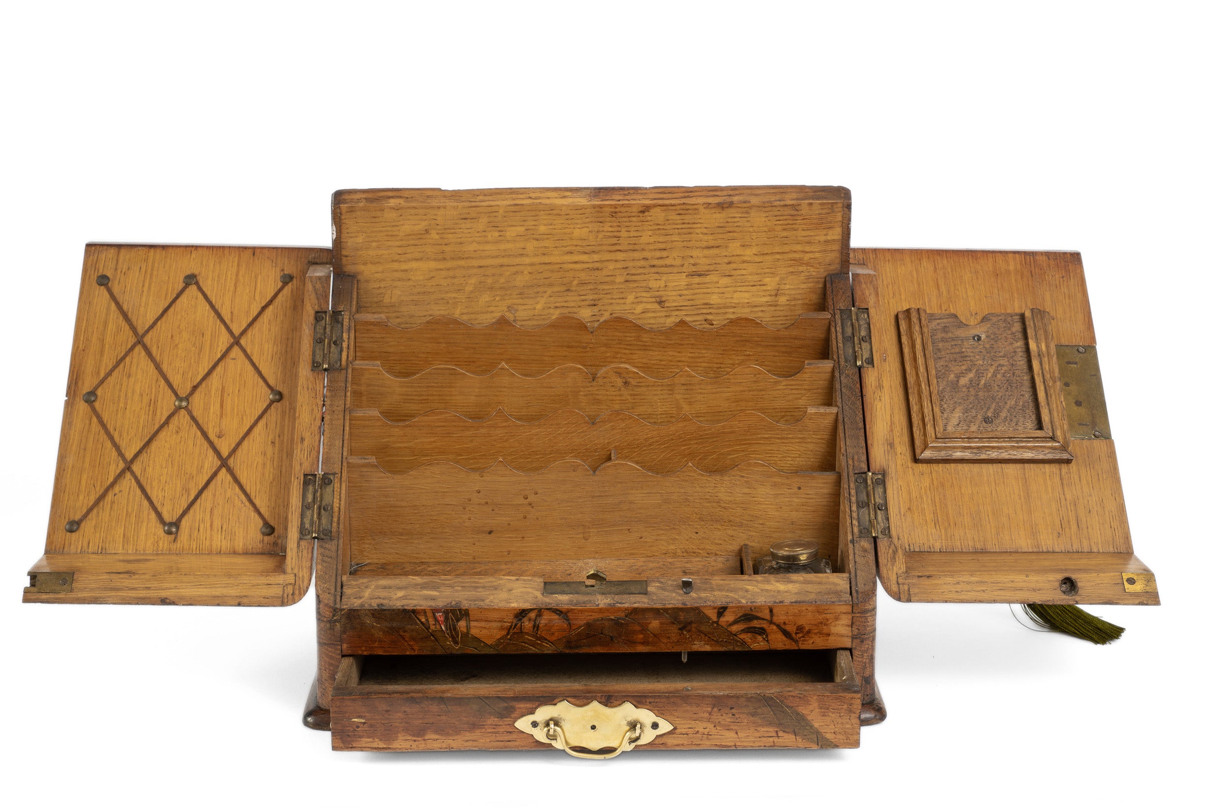 Antique Victorian Wooden Stationery Box with Japanese Shibayama Decoration c1880 (Code 2165)