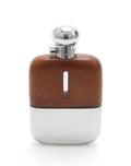 Antique James Dixon & Sons Leather & Silver Plated Hip Flask c1920 (Code 2184)