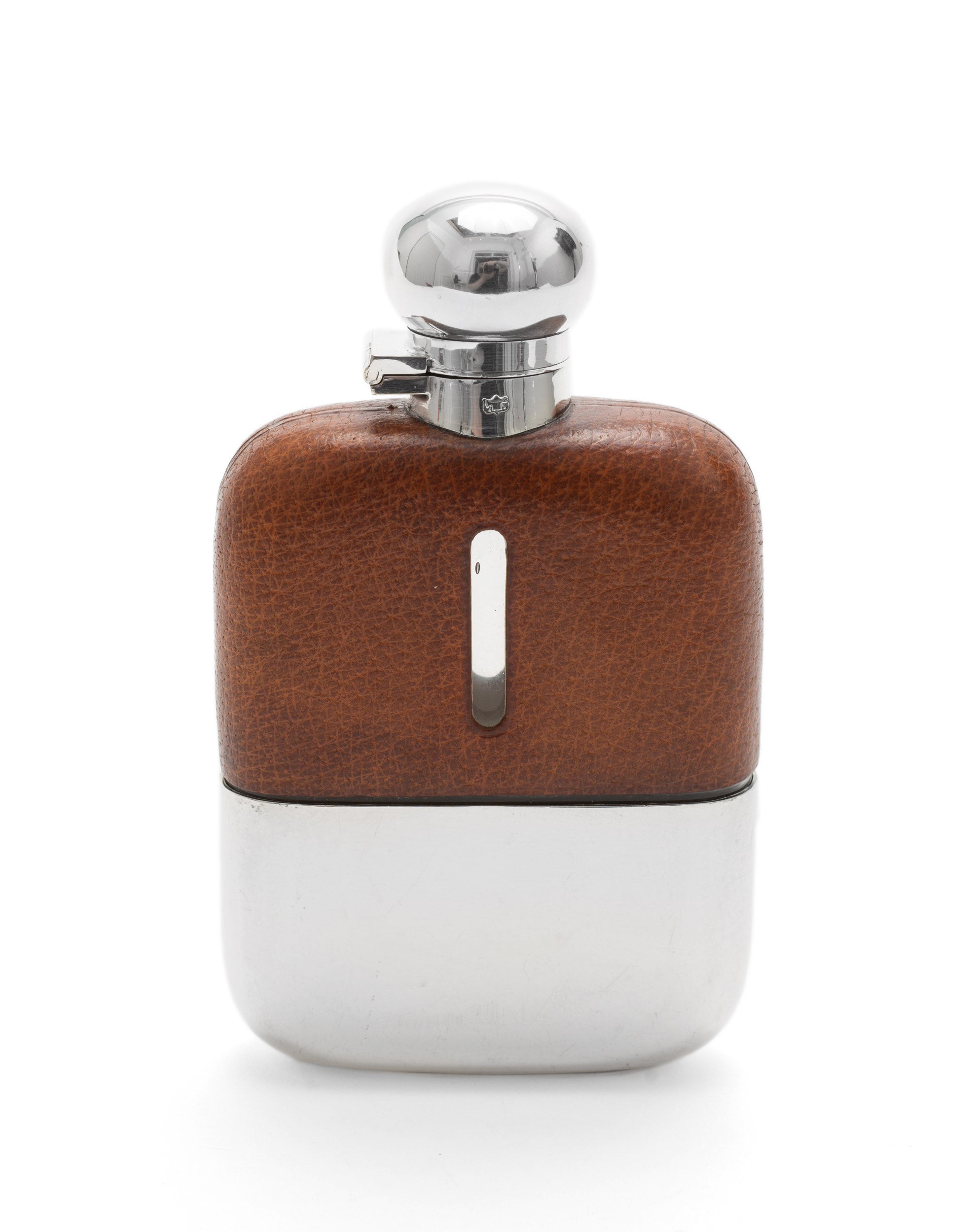 Antique James Dixon & Sons Leather & Silver Plated Hip Flask c1920 (Code 2184)