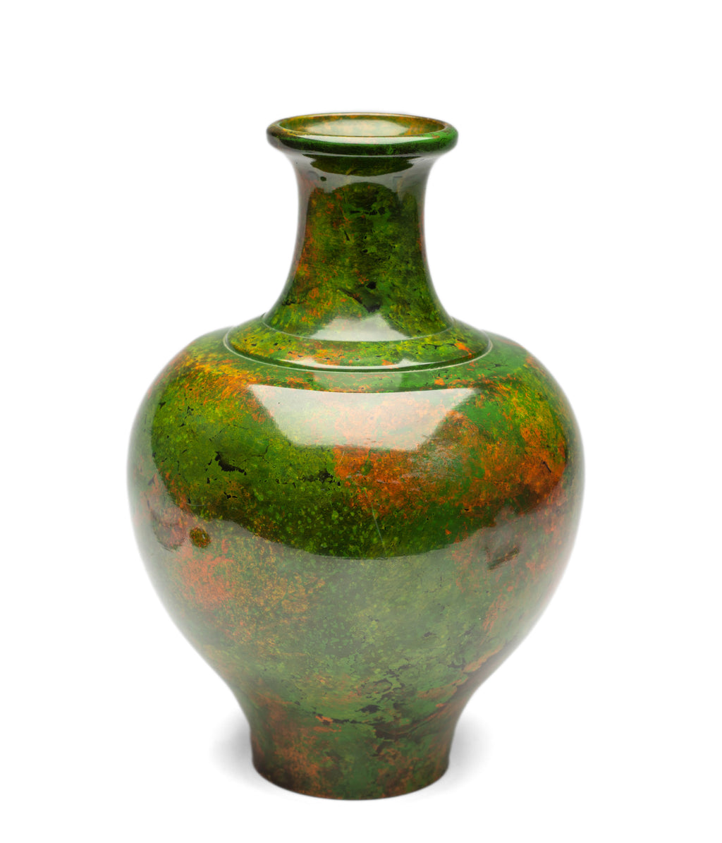 Fine Vintage Japanese Mossy Green Patinated Bronze Ikebana Vase by Shuzan 秀山 (Code 2192)