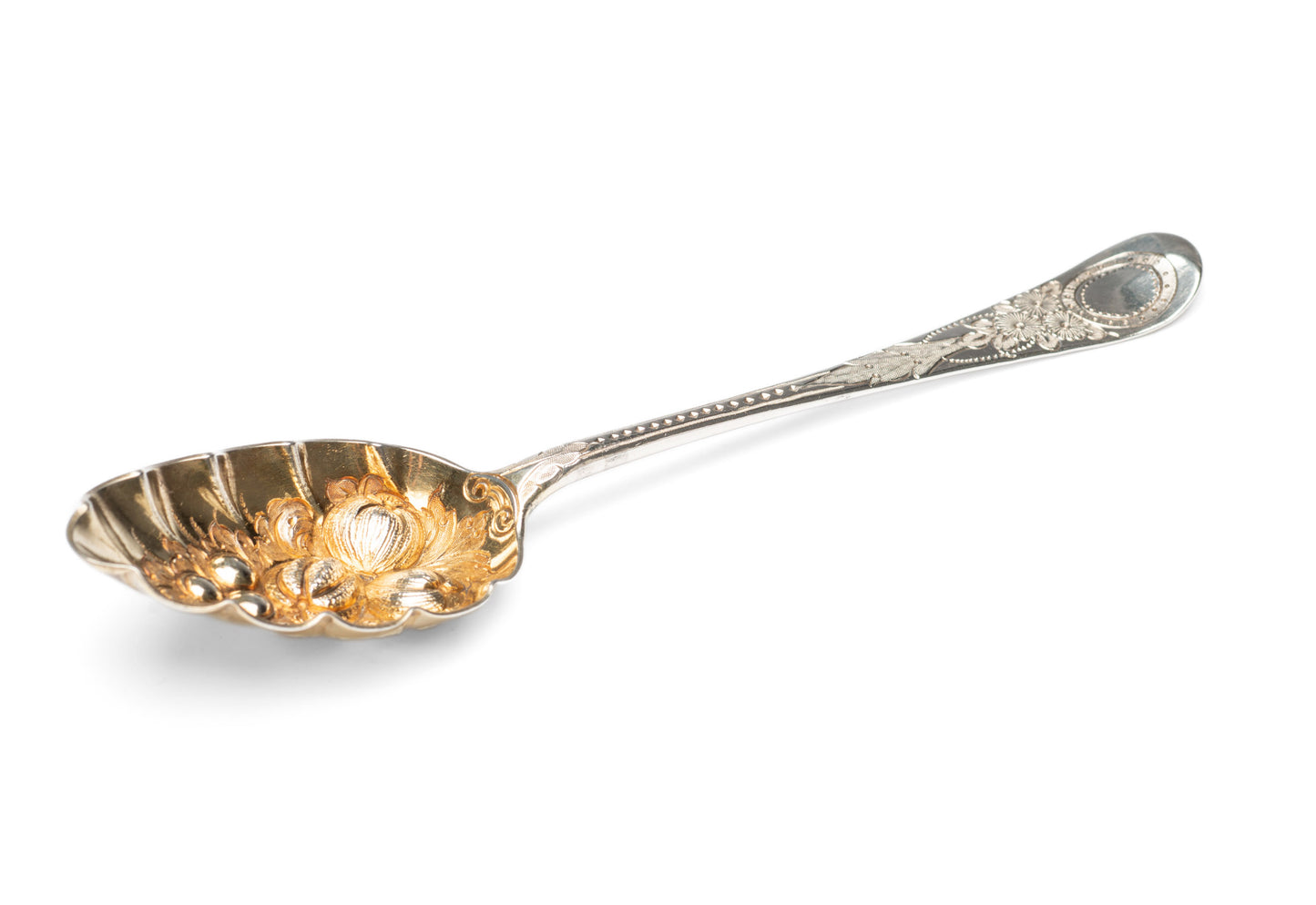 Antique Georgian Hallmarked Silver Gilt Berry Spoon by George Smith II of London (Code 2194)