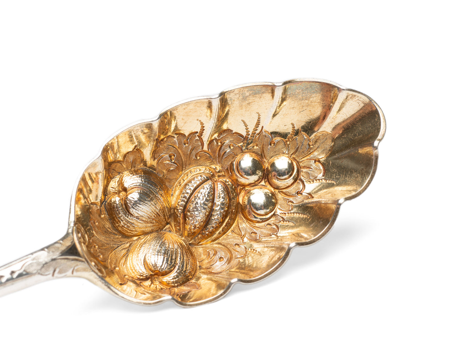 Antique Georgian Hallmarked Silver Gilt Berry Spoon by George Smith II of London (Code 2194)