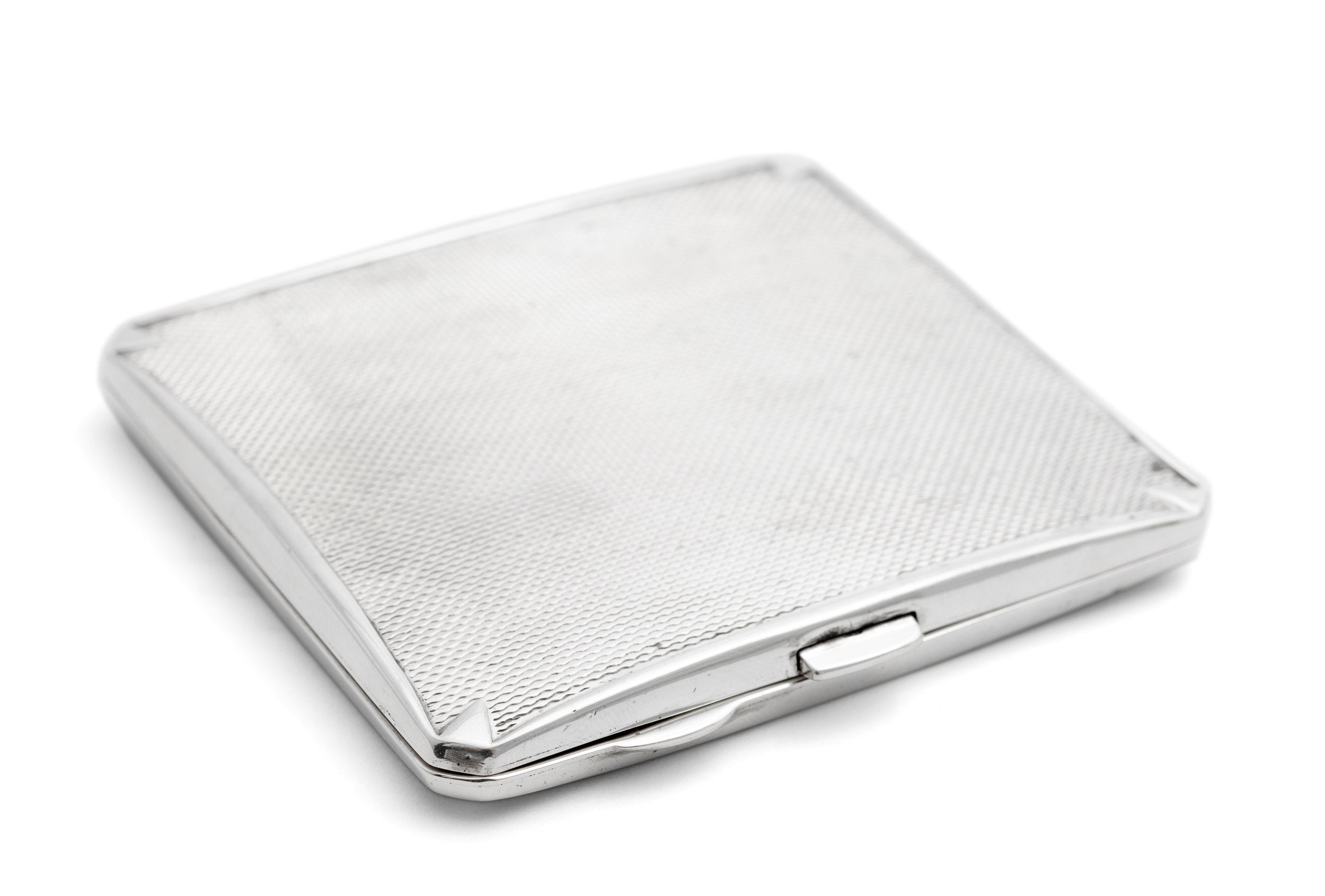 Art Deco Sterling Silver Engine Turned Cigarette Case by Samuel Levi 1939 (Code 2198)