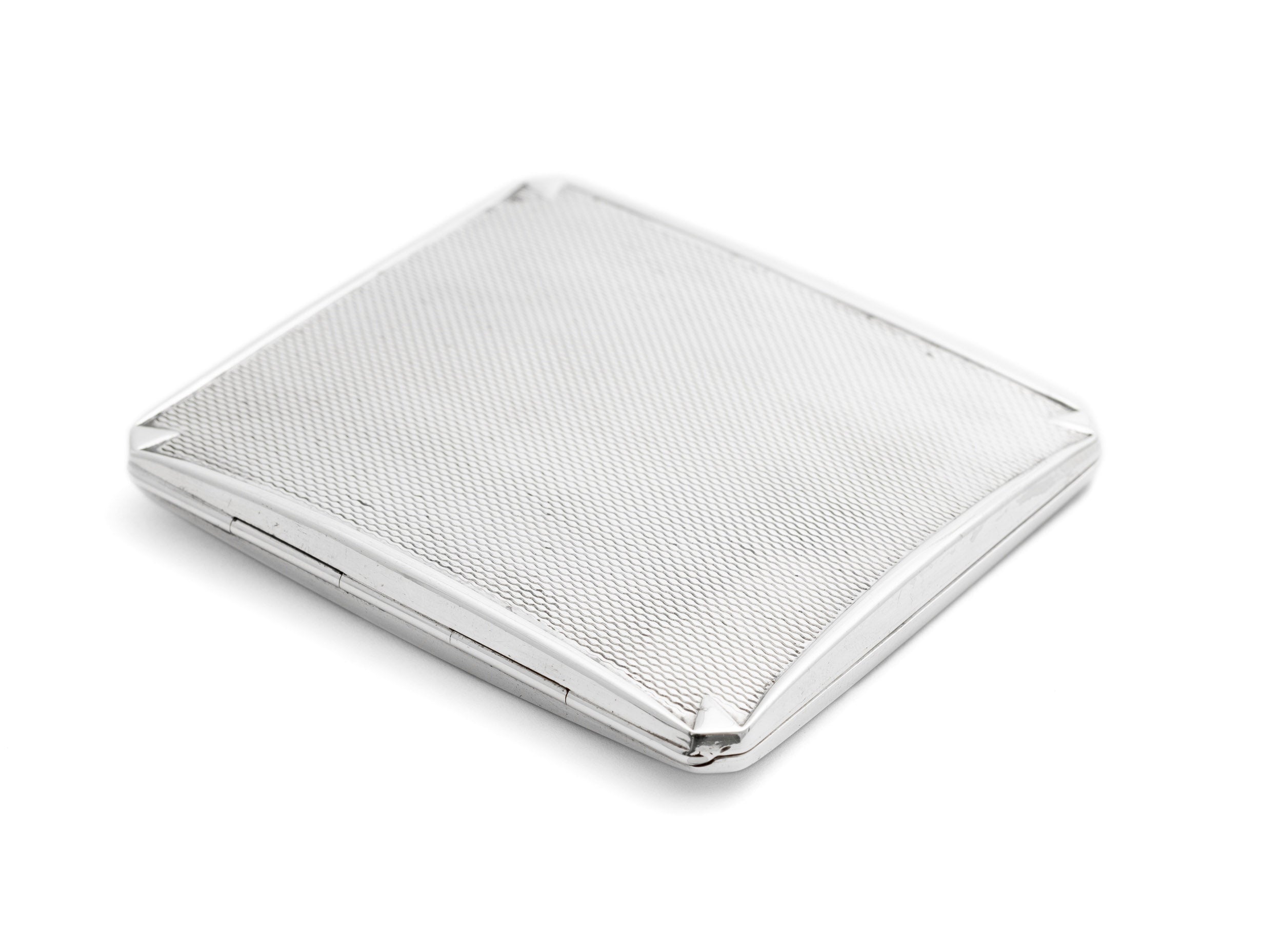 Art Deco Sterling Silver Engine Turned Cigarette Case by Samuel Levi 1939 (Code 2198)
