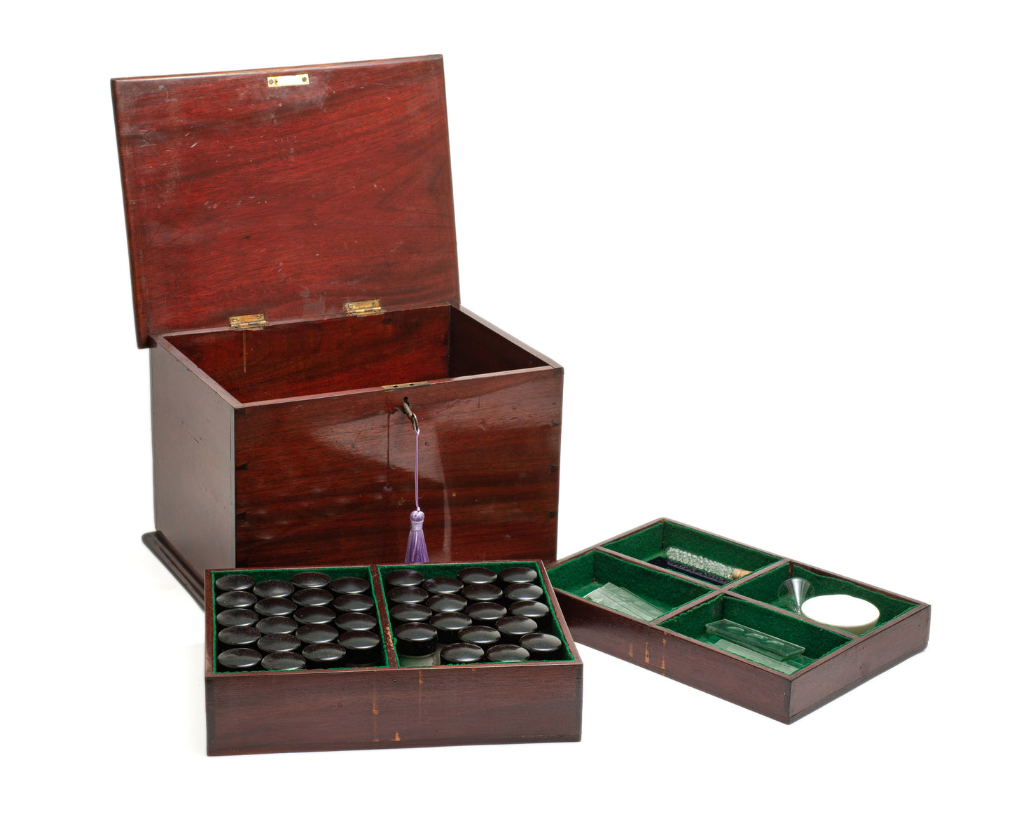 Antique Chemists Scientific Box with Contents, Mahogany Wood Victorian/Edwardian (Code 2218)