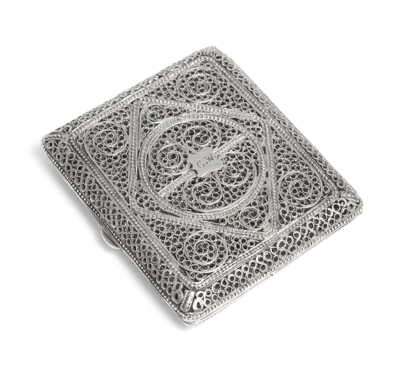Antique Middle Eastern Hand Made Silver Filigree Wire Cigarette Case c1890 (Code 2221)
