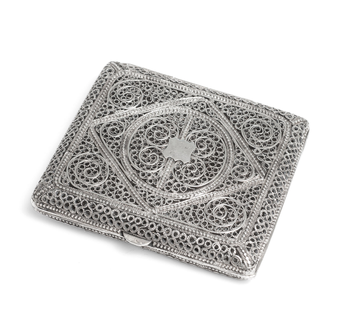 Antique Middle Eastern Hand Made Silver Filigree Wire Cigarette Case c1890 (Code 2221)
