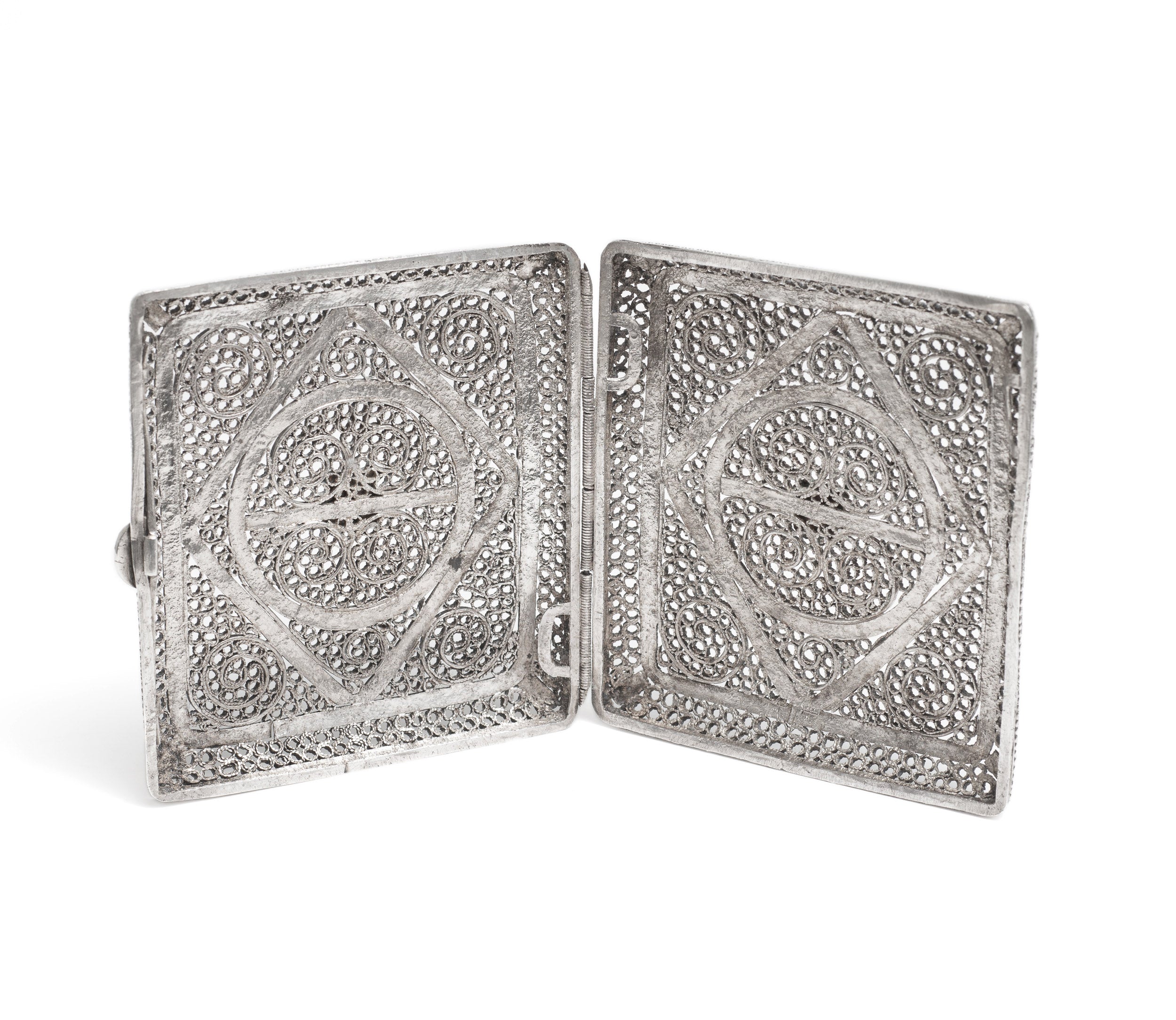 Antique Middle Eastern Hand Made Silver Filigree Wire Cigarette Case c1890 (Code 2221)